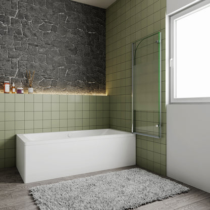 Océan Pare-baignoire 2 volets en verre sécurité, bande centrale dépoli, pivotant & ouvrant à charnière – Largeurs 90/100/120 cm, hauteur 140 cm