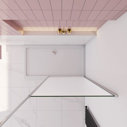 Paroi de Douche Murale 8mm Anticalcaire | Barre de Fixation Plafond Verticale | Océan