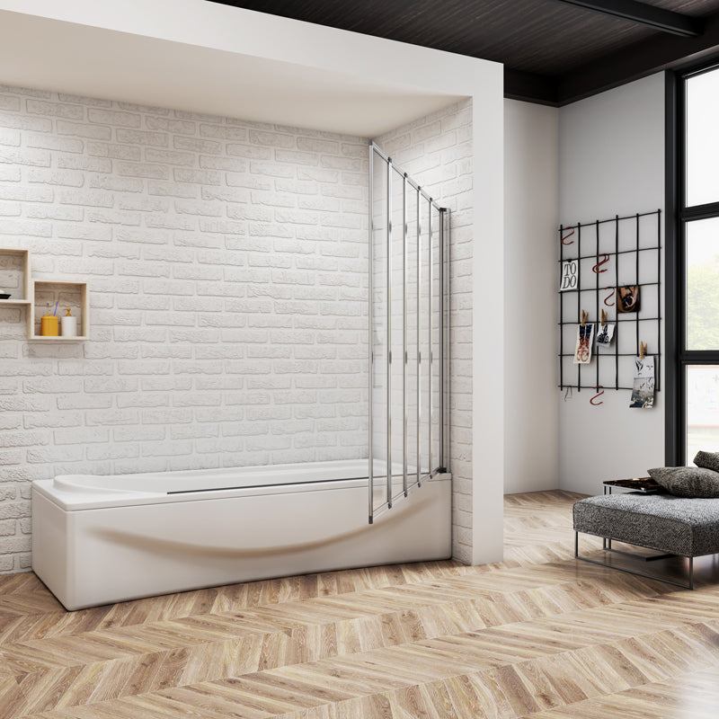 1200x1400x4mm pare baignoire, écran de baignoire, porte de baignoire, 5 volets pivotants pliants 180°