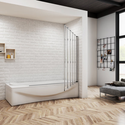 1200x1400x4mm pare baignoire, écran de baignoire, porte de baignoire, 5 volets pivotants pliants 180°