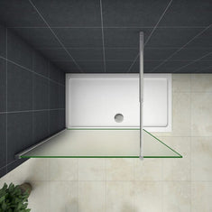 Paroi de douche à l'italienne en verre 8mm de sécurité sablé, Océan paroi de douche 100 - 140 x 200cm avec une barre de stabilisation ronde extensible