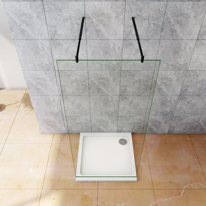 Océan Paroi de douche à l'italienne 78-158 x 200 cm | 2 barres noires extensibles 70-120 cm | Verre sécurité 8 mm