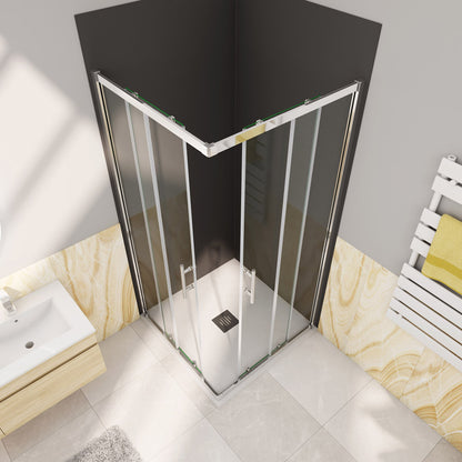 Cabine de douche coulissante l'accès d'angle, Océan cabine de douche carrée H.185cm en verre anticalcaire