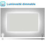 Miroir lumineux 120x70cm avec Anti-buée + Dimmable, Mural Miroir salle de bain