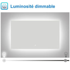 Miroir lumineux 70x50cm avec Anti-buée + Dimmable, Mural Miroir salle de bain