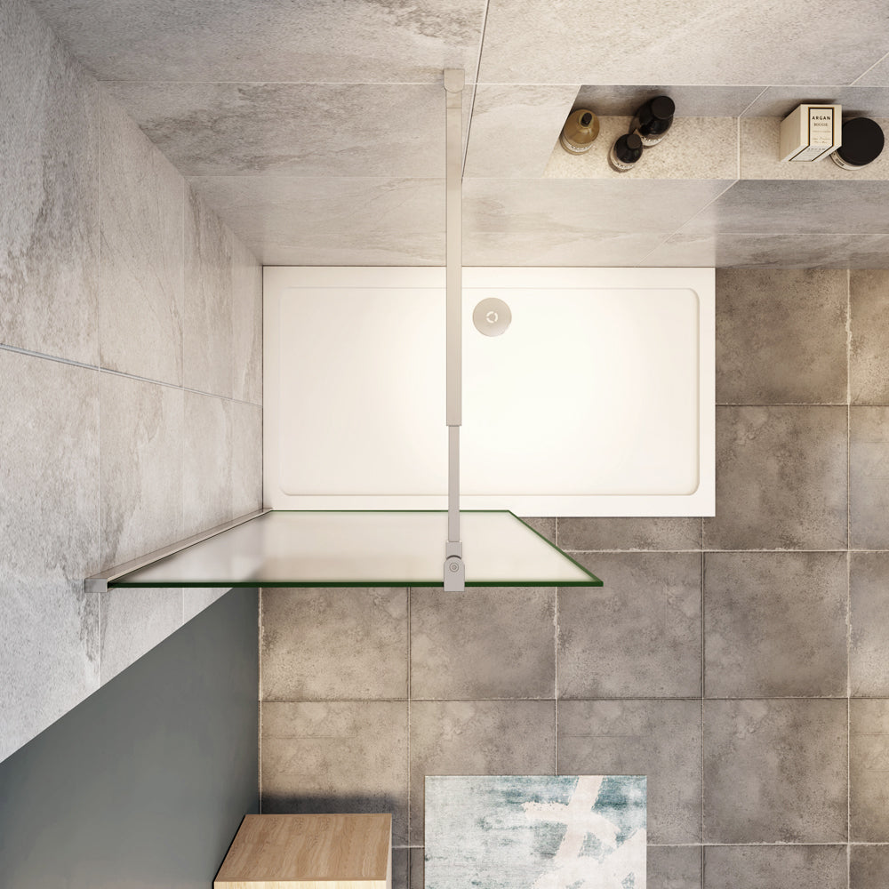 Paroi de douche à l'italienne en verre 8mm de sécurité sablé, Océan paroi de douche 100 - 140 x 200cm avec une barre extensible 73-120cm