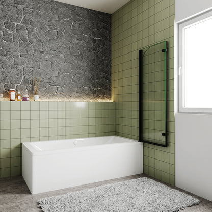 Pare-baignoire pivotant et pliant noir | 90/100/120×140cm | Verre anticalcaire – Océan