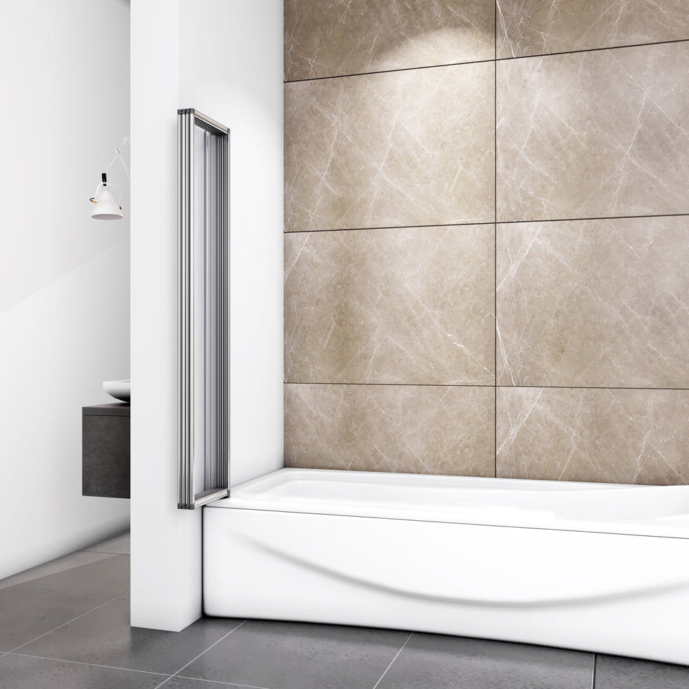 Pare-baignoire pivotant et pliable 100x140cm | Écran de baignoire en verre trempé 4 volets – Océan