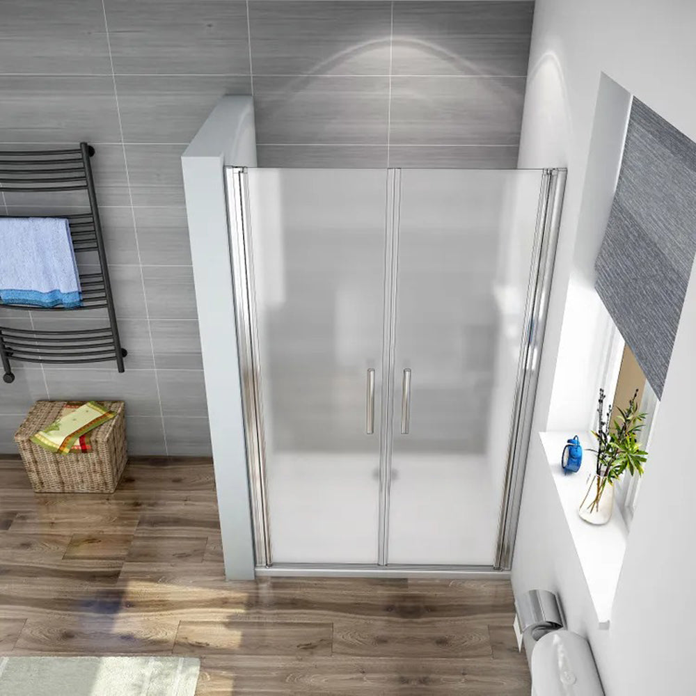 Océan Porte de douche 75-120x185cm verre satiné et anticalcaire porte battante en niche