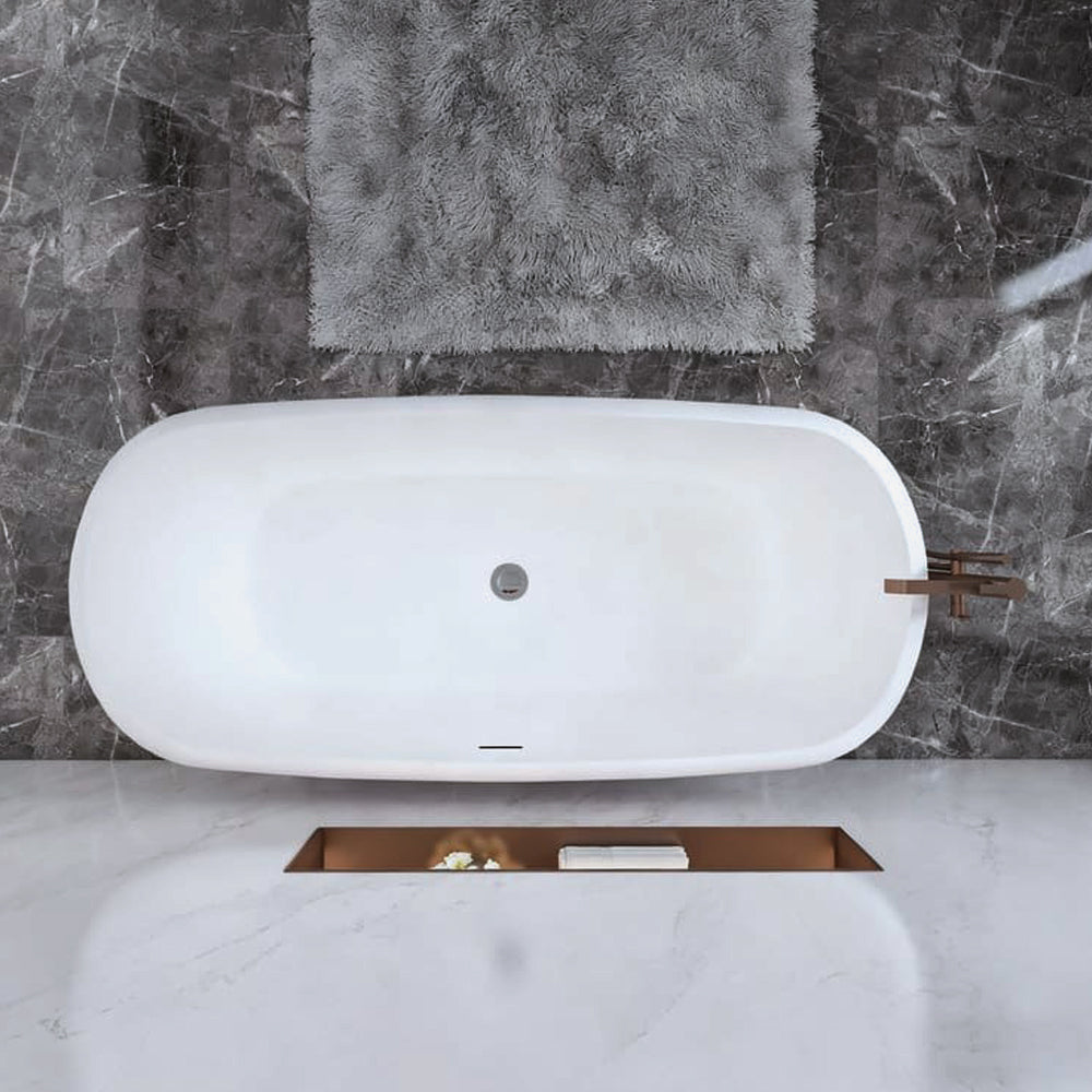 Océan Baignoire îlot Noir Mat et Blanc 1600x730x600mm, Style Léger-Luxe Italien avec Vidage Trop-Plein