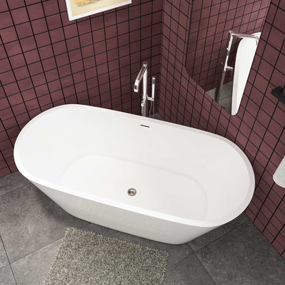 Ocean Baignoire îlot ovale luxueuse 150x70cm : Blanc brillant, acrylique easyclean et système anti-débordement