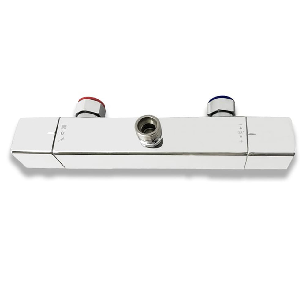 Colonne de douche thermostatique, ensemble de douche 2 fonctions, chromé avec pomme de douche 250 mm, hauteur réglable 76-118 cm