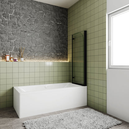 Pare-baignoire pivotant et pliant noir | 90/100/120×140cm | Verre anticalcaire – Océan