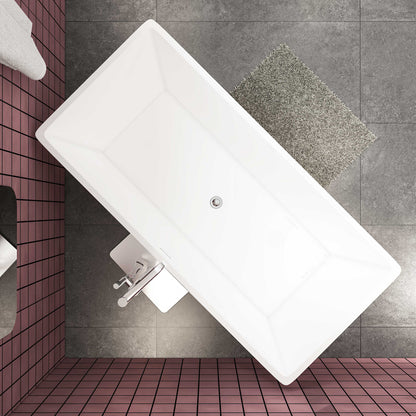 Ocean Baignoire îlot rectangulaire 170x80cm - Blanc brillant, acrylique easyclean, système de vidage pop-up