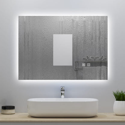 Miroir lumineux avec Anti-buée + 3 Couleurs + Dimmable, Mural Miroir salle de bain
