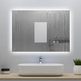 Miroir lumineux avec Anti-buée + 3 Couleurs + Dimmable, Mural Miroir salle de bain