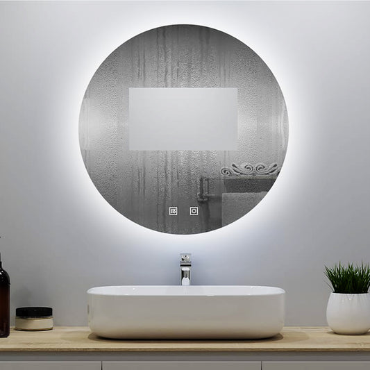 Miroir lumineux rond 70-100cm avec Anti-buée + 3 Couleurs + Dimmable, Mural Miroir salle de bain