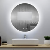 Miroir lumineux rond 70-100cm avec Anti-buée + 3 Couleurs + Dimmable, Mural Miroir salle de bain