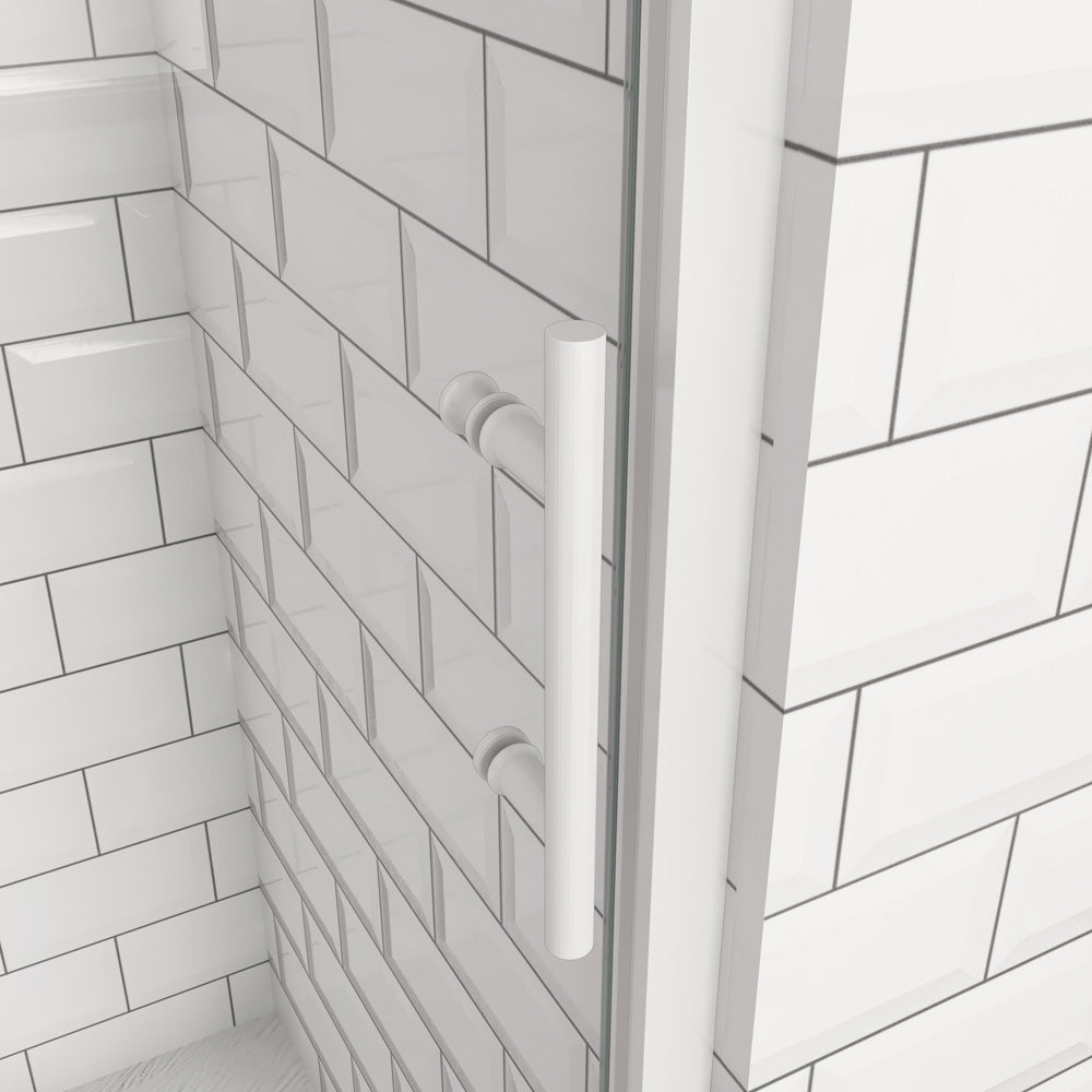 Porte de douche coulissante 100-140cm Océan porte de douche Hauteur 190cm, verre de sécurité, profil et poignée blanc