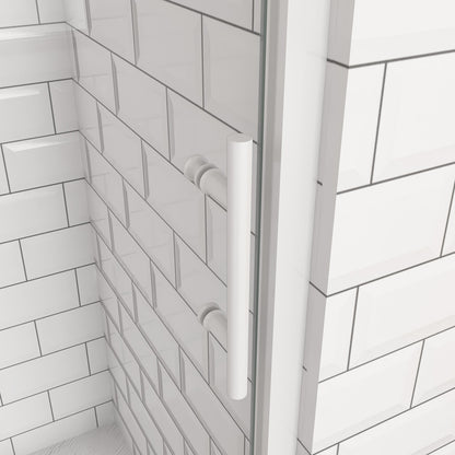 Porte de douche coulissante 100-140cm Océan porte de douche Hauteur 190cm, verre de sécurité, profil et poignée blanc