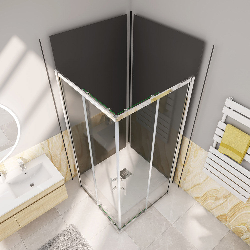Cabine de douche coulissante l'accès d'angle, Océan cabine de douche carrée H.185cm en verre anticalcaire