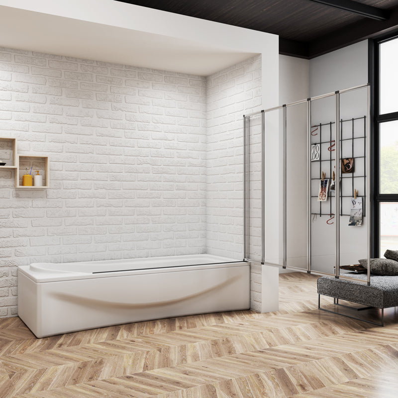 1200x1400x4mm pare baignoire, écran de baignoire, porte de baignoire, 5 volets pivotants pliants 180°