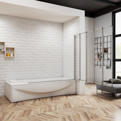 1200x1400x4mm pare baignoire, écran de baignoire, porte de baignoire, 5 volets pivotants pliants 180°