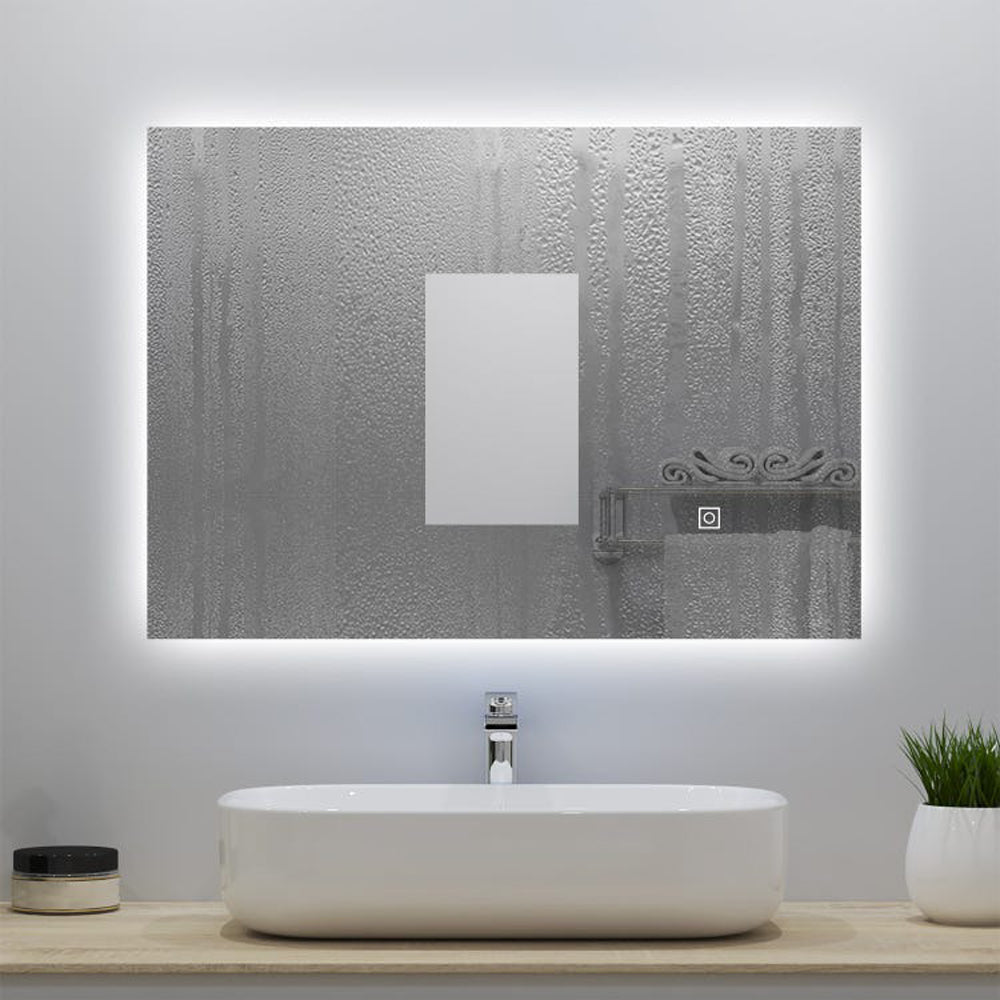 Miroir lumineux 70x50cm avec Anti-buée + Dimmable, Mural Miroir salle de bain