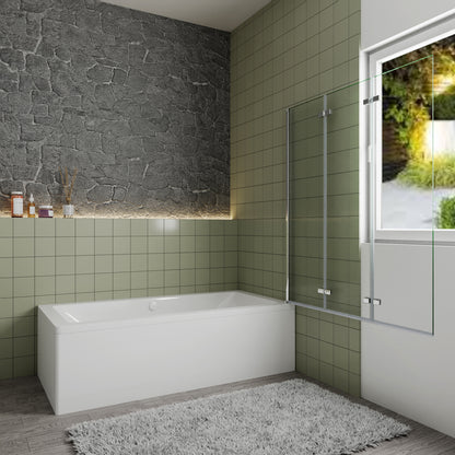 Pare-baignoire pivotant et pliant 130x140cm en verre anticalcaire écran baignoire avec 3 volets Océan