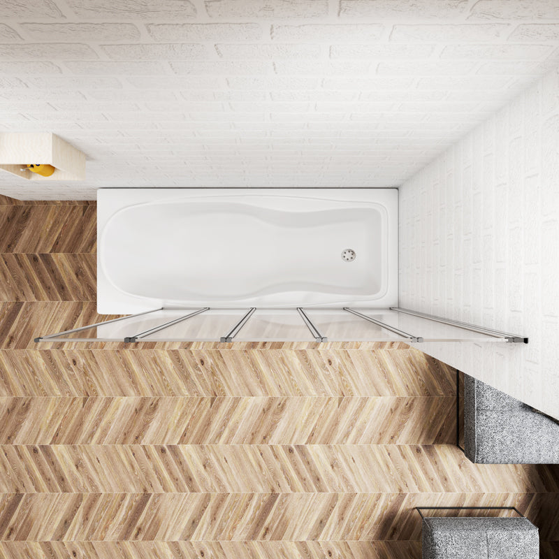 1200x1400x4mm pare baignoire, écran de baignoire, porte de baignoire, 5 volets pivotants pliants 180°