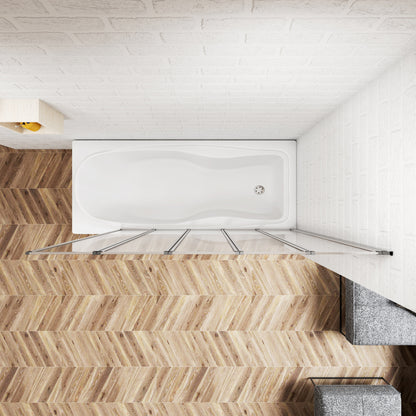 1200x1400x4mm pare baignoire, écran de baignoire, porte de baignoire, 5 volets pivotants pliants 180°