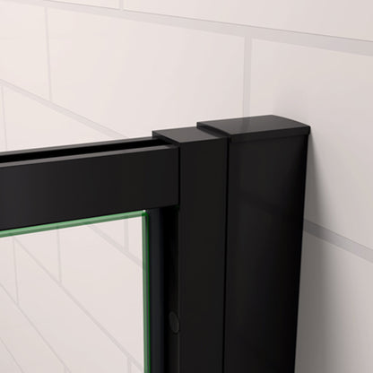 Ocean porte de douche pivotante noir 80 ou 90cm, 6mm verre anticalcaire, hauteur 185cm