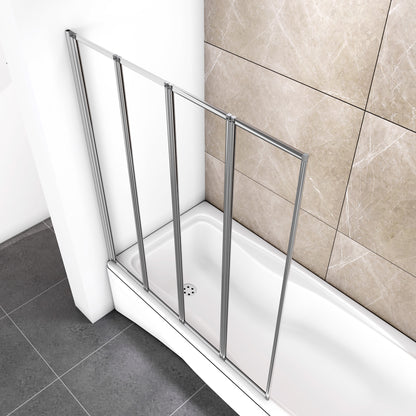 Pare-baignoire pivotant et pliable 100x140cm | Écran de baignoire en verre trempé 4 volets – Océan