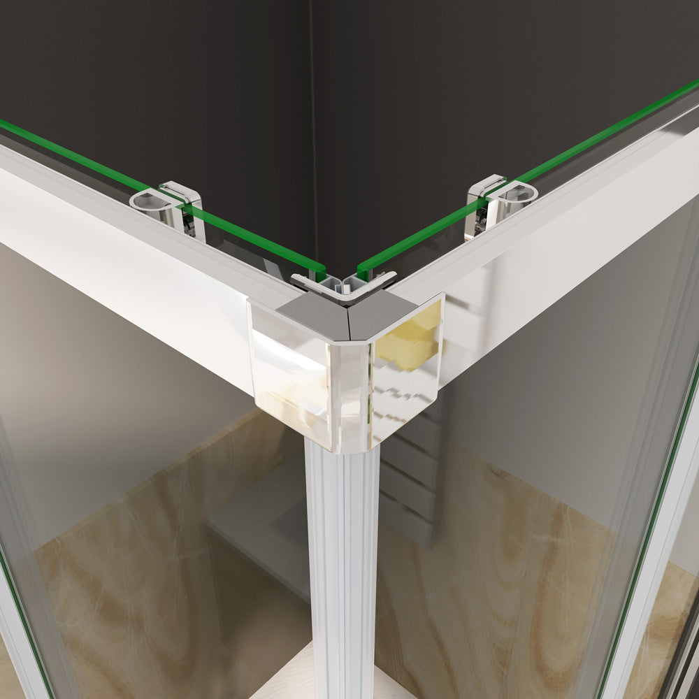 Cabine de douche coulissante l'accès d'angle, Océan cabine de douche carrée H.185cm en verre anticalcaire