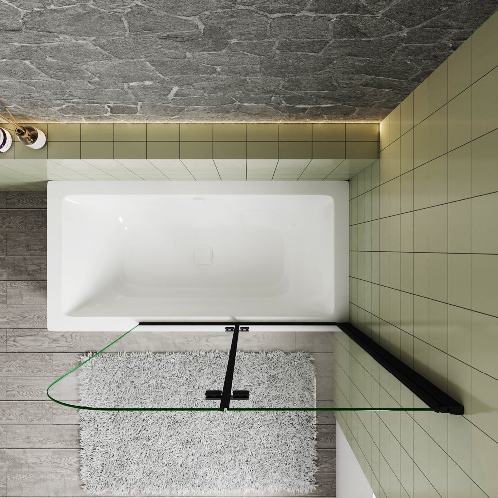 Pare-baignoire pivotant et pliant noir | 90/100/120×140cm | Verre anticalcaire – Océan