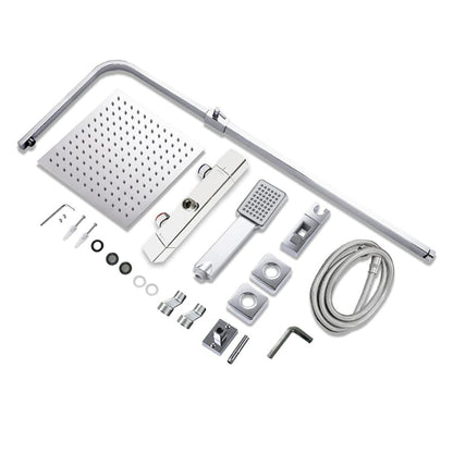 Colonne de douche thermostatique, ensemble de douche 2 fonctions, chromé avec pomme de douche 250 mm, hauteur réglable 76-118 cm