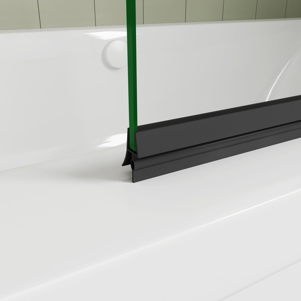 Pare-baignoire pivotant et pliant noir | 90/100/120×140cm | Verre anticalcaire – Océan