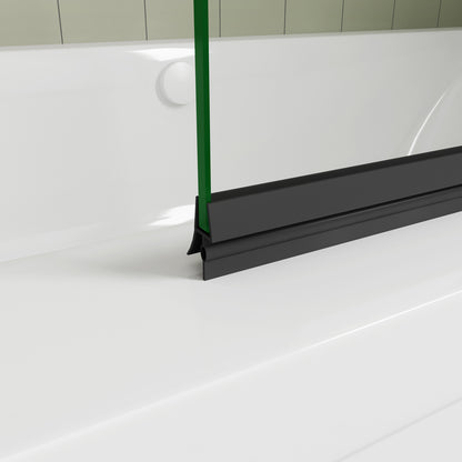 Pare-baignoire pivotant et pliant noir | 90/100/120×140cm | Verre anticalcaire – Océan