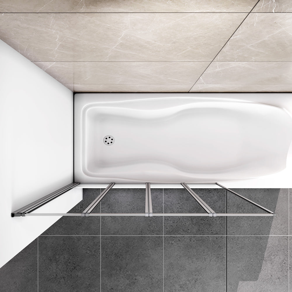 Pare-baignoire pivotant et pliable 100x140cm | Écran de baignoire en verre trempé 4 volets – Océan