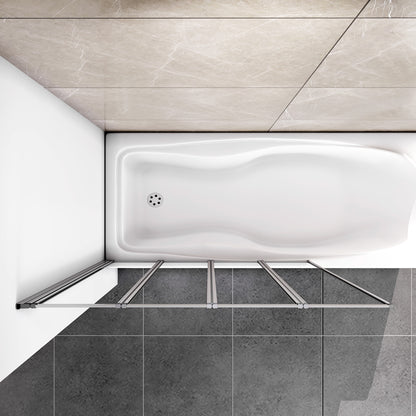 Pare-baignoire pivotant et pliable 100x140cm | Écran de baignoire en verre trempé 4 volets – Océan