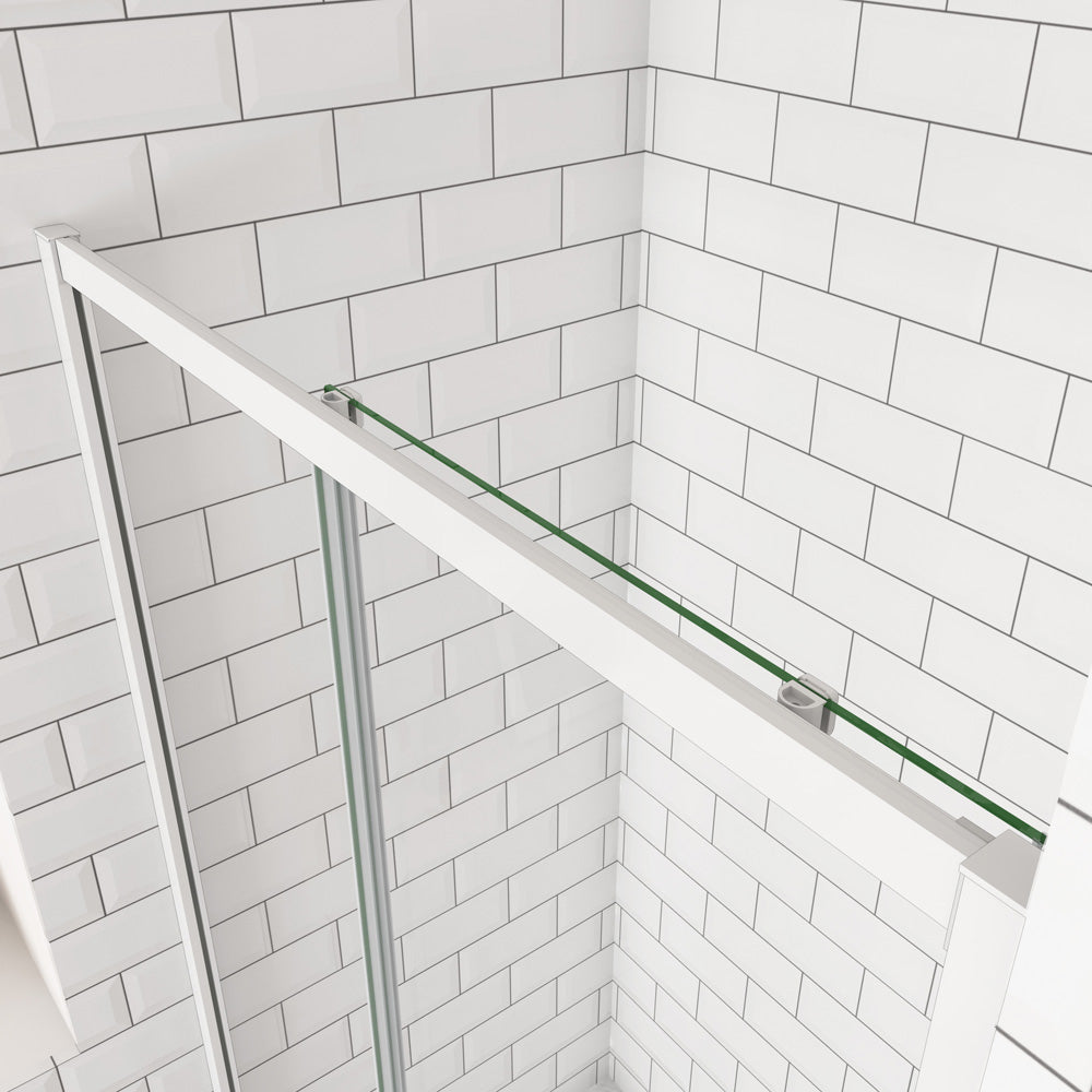 Porte de douche coulissante 100-140cm Océan porte de douche Hauteur 190cm, verre de sécurité, profil et poignée blanc
