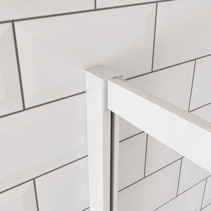 Porte de douche coulissante 100-140cm Océan porte de douche Hauteur 190cm, verre de sécurité, profil et poignée blanc