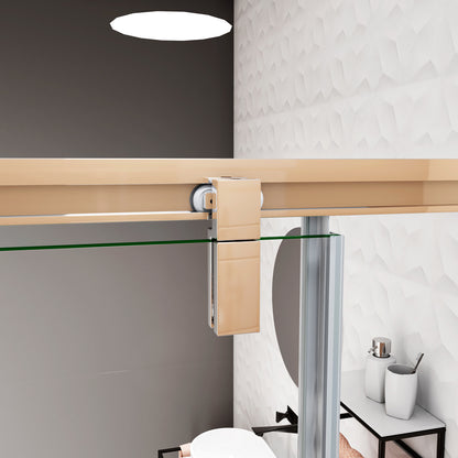 Porte de douche coulissante avec l'amortisseur, Océan porte de douche 120x190cm en verre trempé et sablé au centre - installée à Gauche