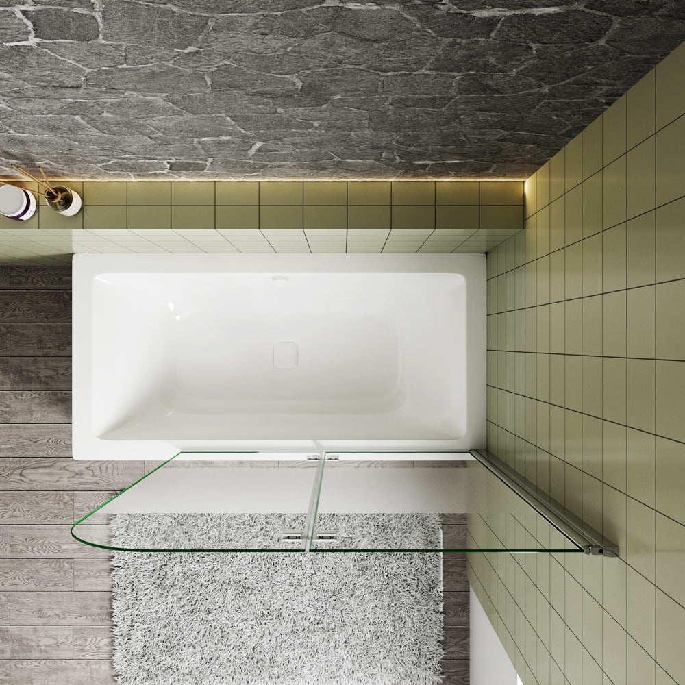 Océan Pare-baignoire 2 volets en verre sécurité, bande centrale dépoli, pivotant & ouvrant à charnière – Largeurs 90/100/120 cm, hauteur 140 cm