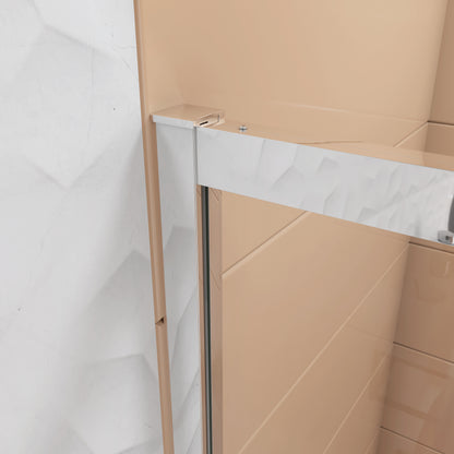 Porte de douche coulissante avec l'amortisseur, Océan porte de douche 120x190cm en verre trempé et sablé au centre - installée à Gauche