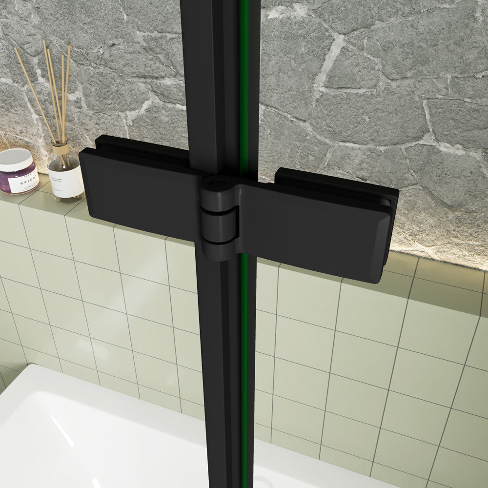 Pare-baignoire pivotant et pliant noir | 90/100/120×140cm | Verre anticalcaire – Océan