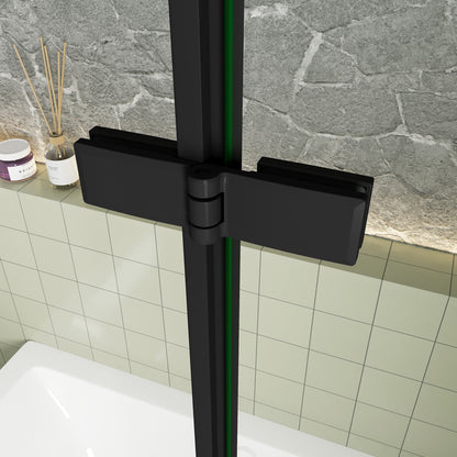 Pare-baignoire pivotant et pliant noir | 90/100/120×140cm | Verre anticalcaire – Océan