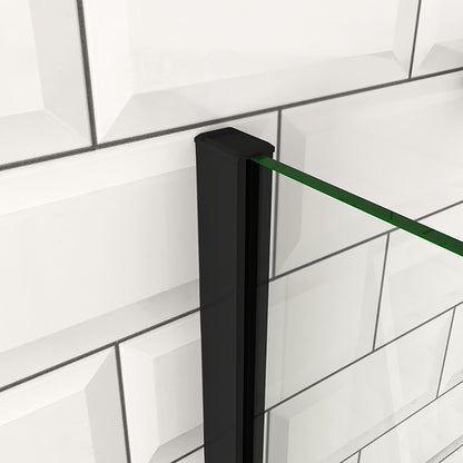 Océan Porte de douche pivotante 80-120x195cm, avec une barre fixée d'angle, porte de douche noire en verre 8mm anti-calcaire, profil et poignée noir mat