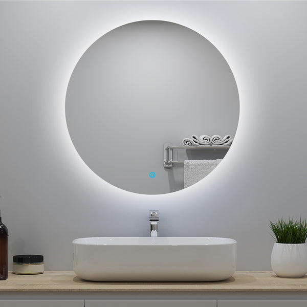 Miroir lumineux rond avec Anti-buée et Dimmable, Mural Miroir salle de bain