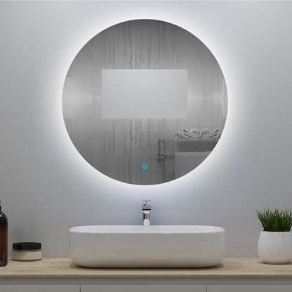 Miroir lumineux rond avec Anti-buée et Dimmable, Mural Miroir salle de bain